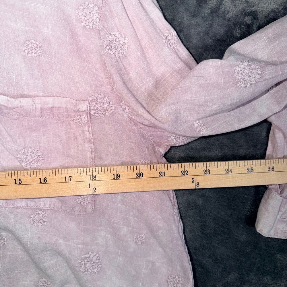 Pilcro by Anthropologie Womens Blouse sz M Lavender Embroidered Long Sleeve Boho - Picture 4 of 5